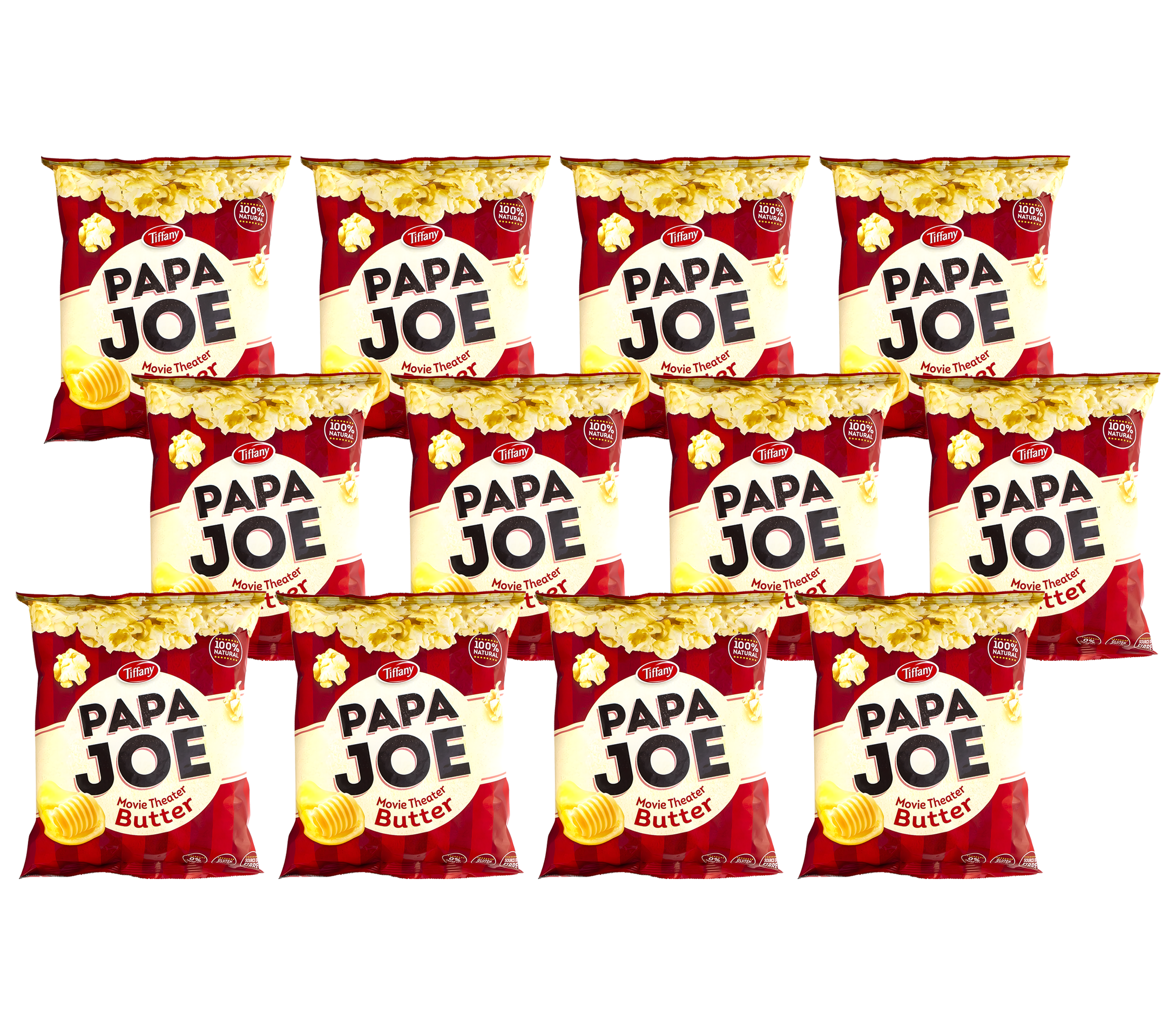 Popcorn Tiffany Papa Joe 12x 85g Flow pack Butter